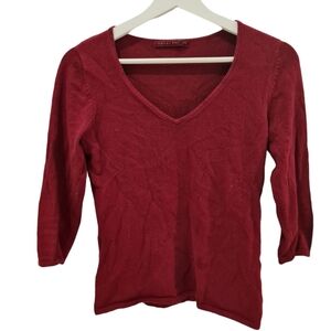 SMART SET Red Sweater 3/4 Sleeves